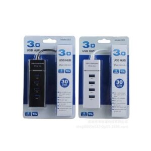 4-Port Powered USB Hub Splitter 3.0 – Black | Ultra-Fast Data Transfer - Image 1